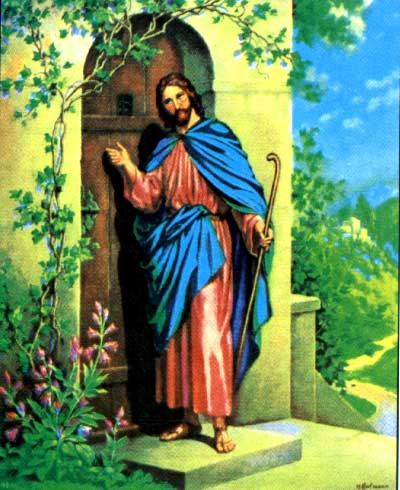 Се, стою у двери и стучу: если кто услышит голос Мой и отворит дверь, войду к нему, и буду вечерять с ним, и он со Мною (Откровение Иоанна 3:20)
