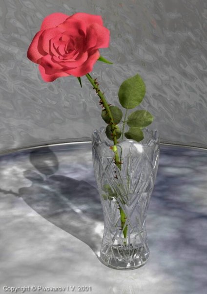 роза у вазе